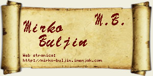 Mirko Buljin vizit kartica